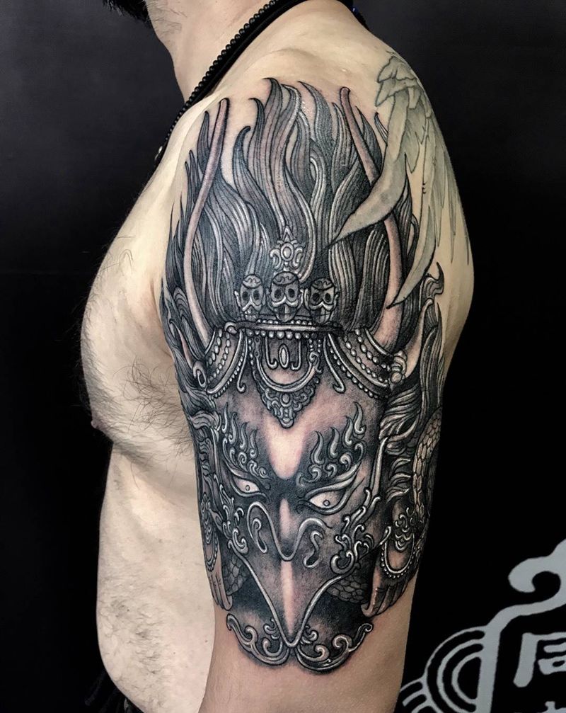 大鹏金翅鸟纹身图片_修改肖像西安英文清新人物鬼神原创手稿手臂纹身图案