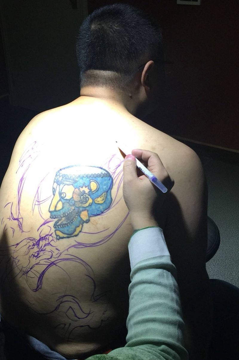 西安纹身#修改老纹身纹身图片_西安西安改同道堂西安洗原创手稿传统国画纹身图案