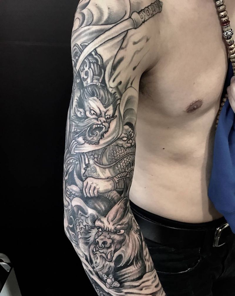 修改纹身纹身图片_西安修改肖像手稿鬼神动物原创传统手臂纹身图案