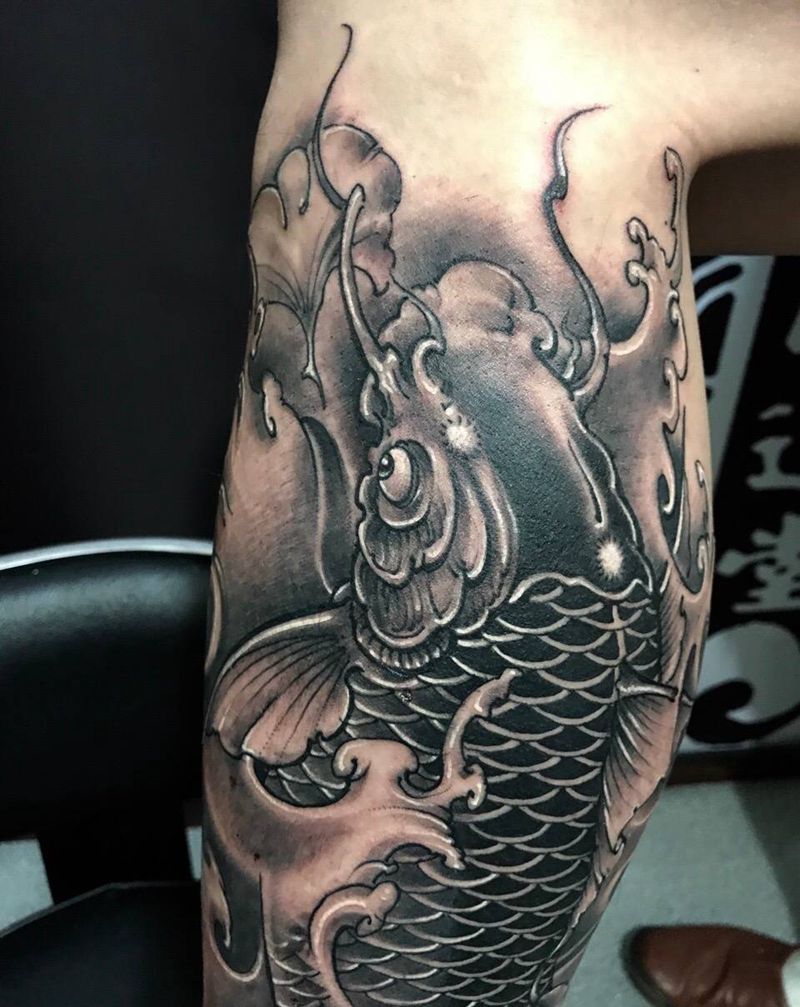 几条鱼纹身图片_西安刺青西安传统国画动物脚部手臂成品手稿纹身图案