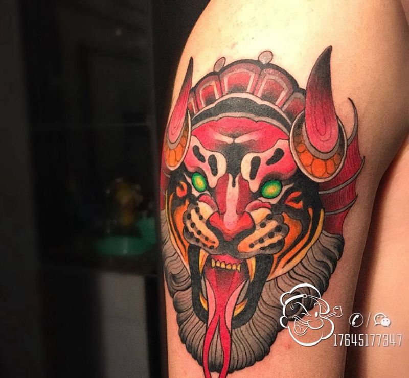 冢虎 school纹身图片