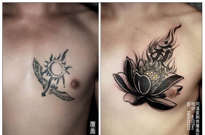 遮盖各种不同位置的垃圾纹身纹身图片_西安西安刺青修改成品手臂背部肩部传统清新原创纹身图案