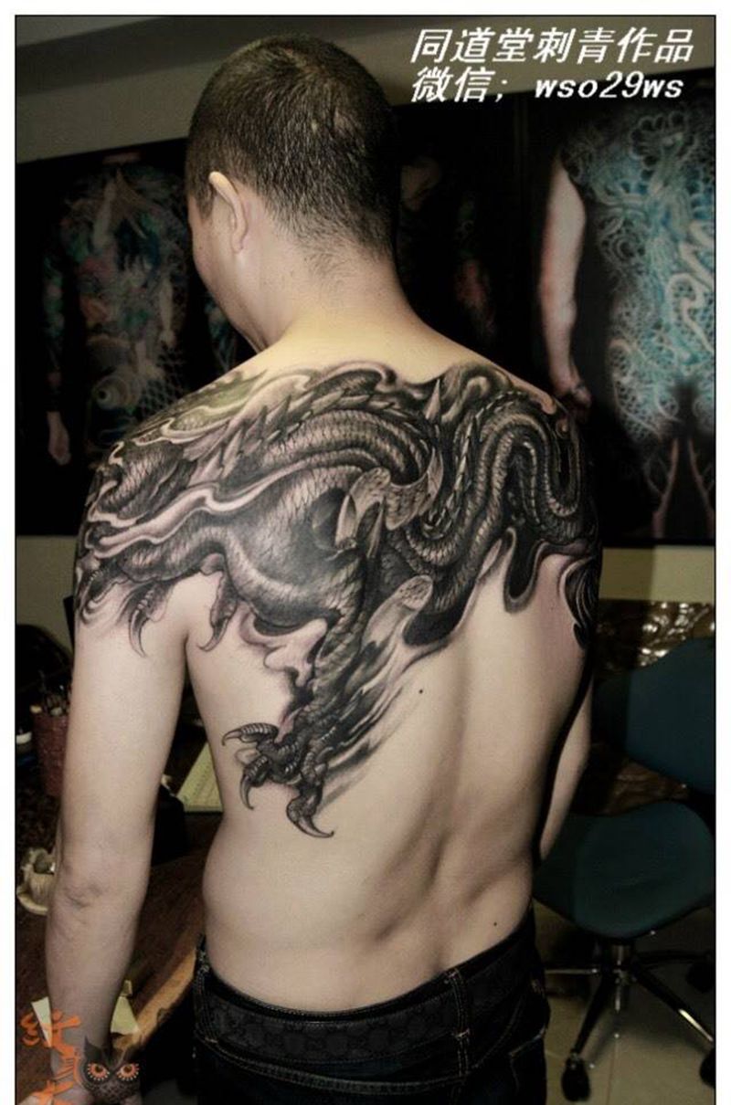 龙纹身-垃圾纹身遮盖纹身图片_西安西安刺青修改宗教欧美原创动物传统国画手稿纹身图案