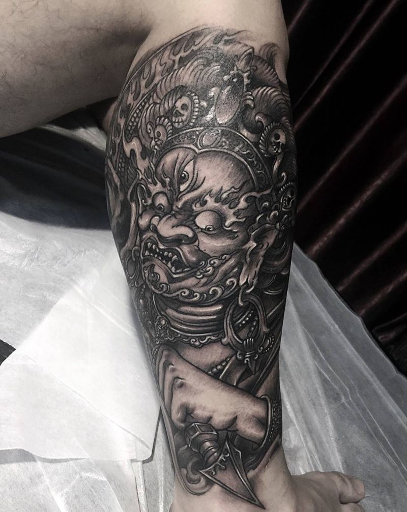 明王纹身纹身图片_成品手稿传统宗教原创同道堂培训文玩教学纹身图案