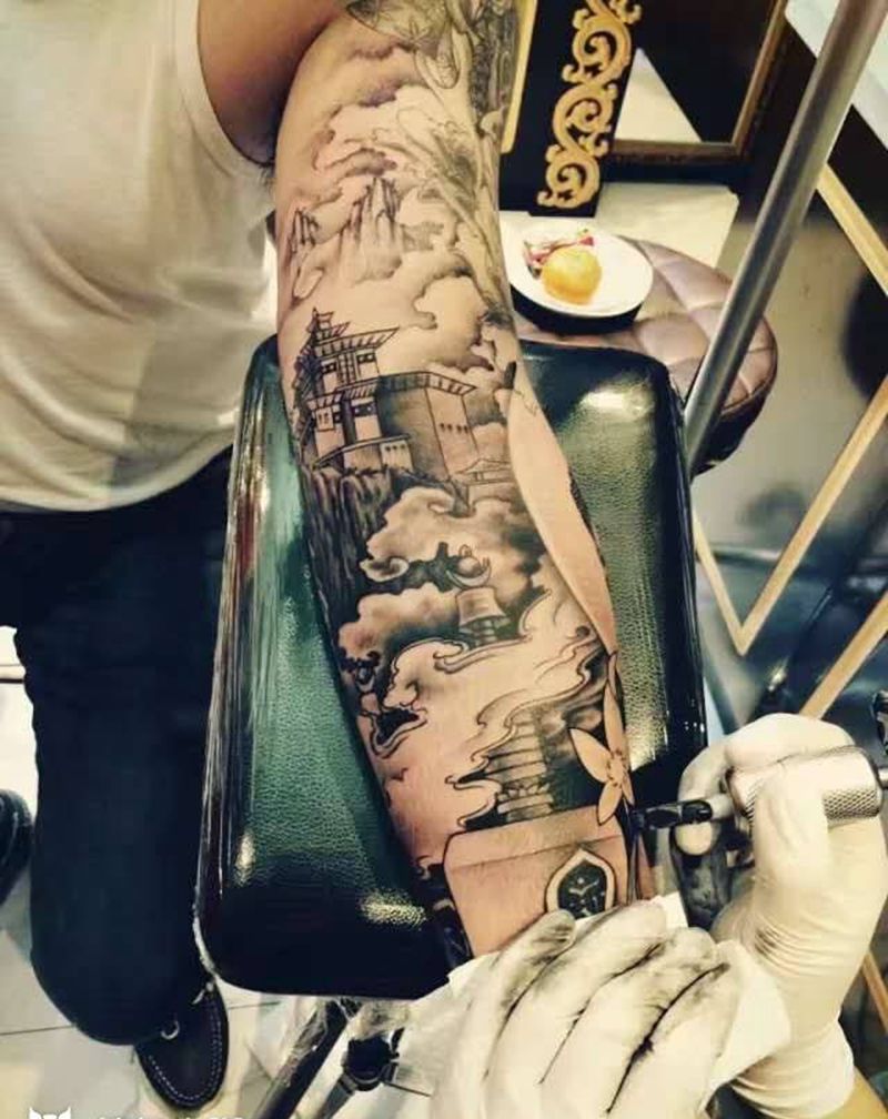 工作中纹身图片_手稿成品修改西安刺青西安纹身图案