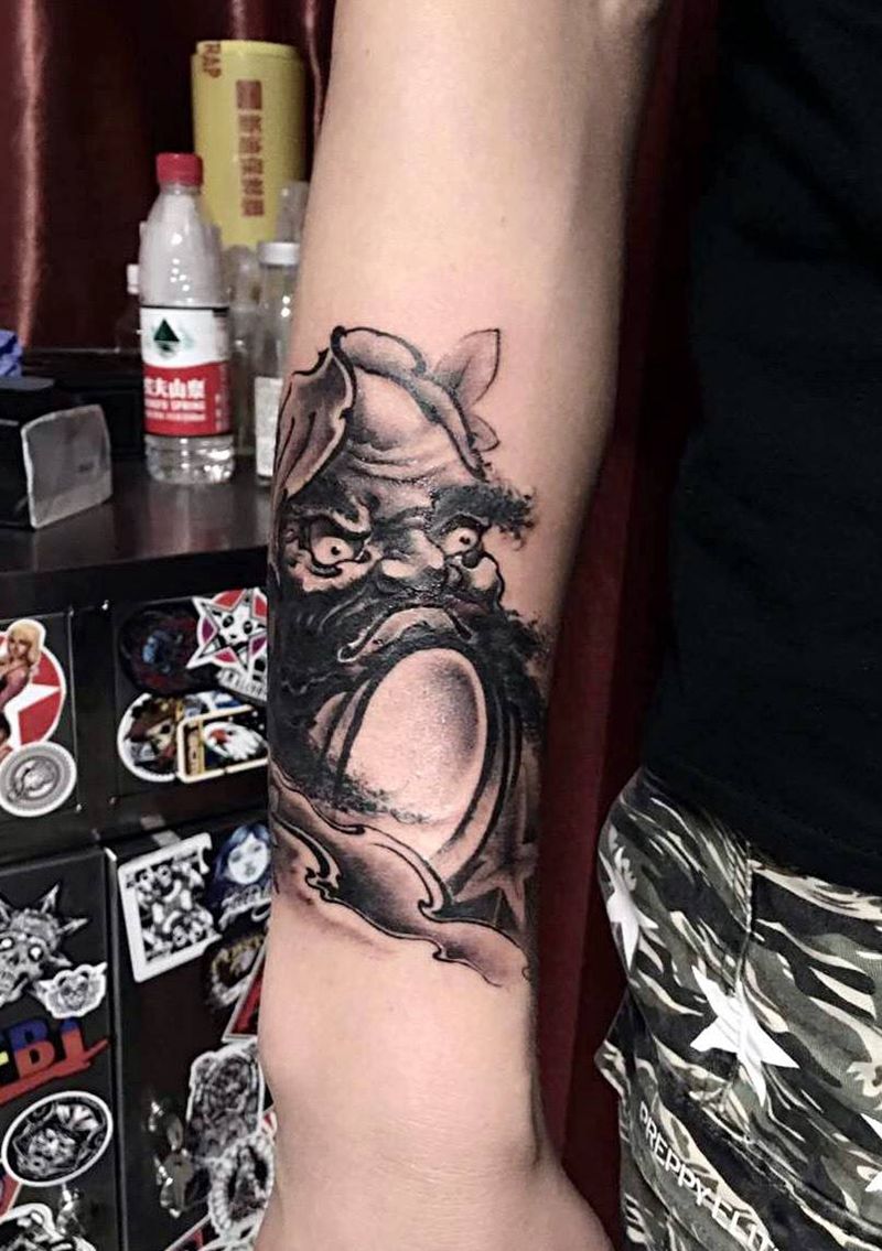 达摩纹身纹身图片_手稿成品插画手臂传统写实鬼神宗教培训教学纹身图案