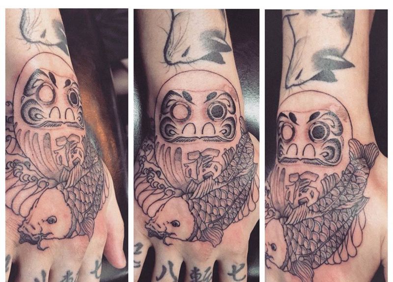 日式手针达摩蛋纹身图片