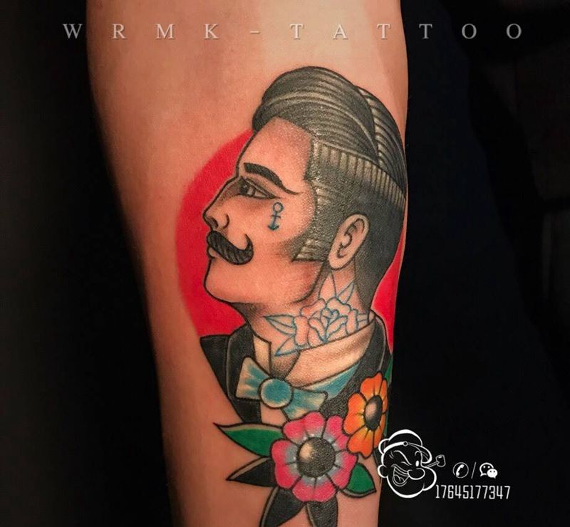 oldschool 油头男纹身图片