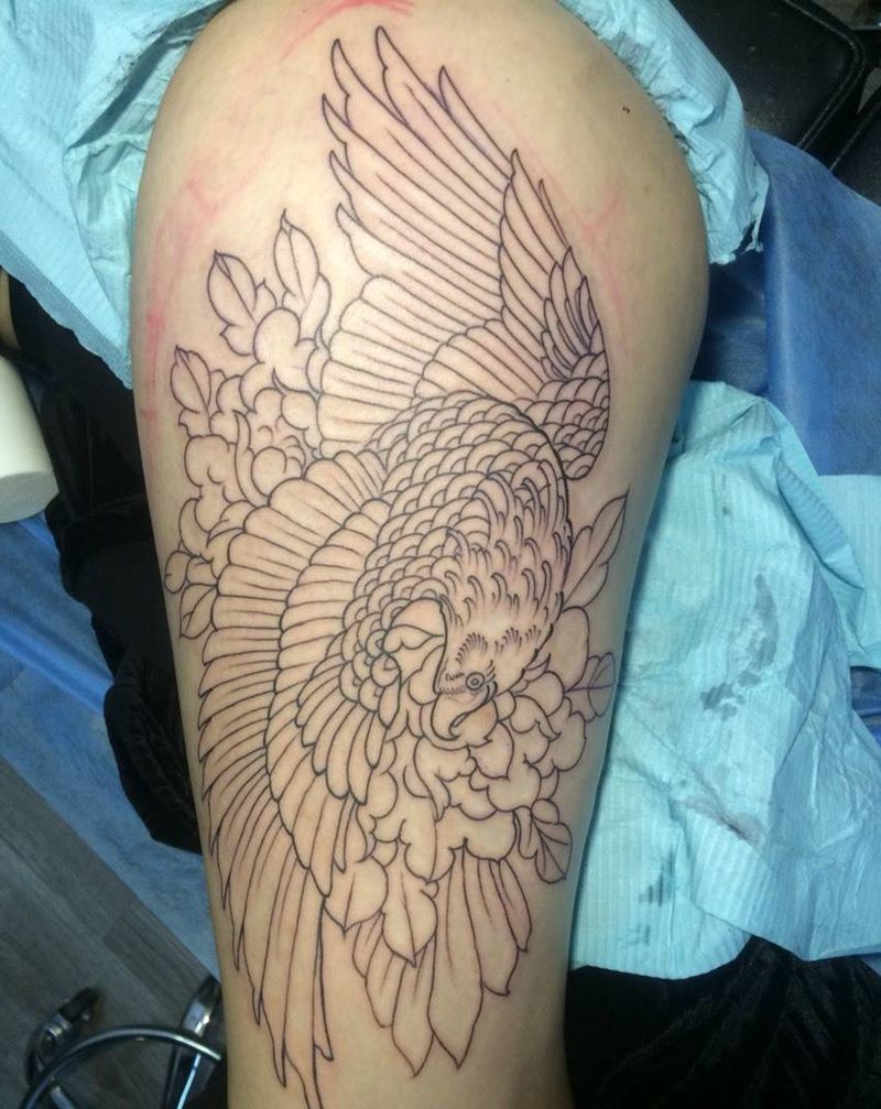 朱雀彩色纹身图片