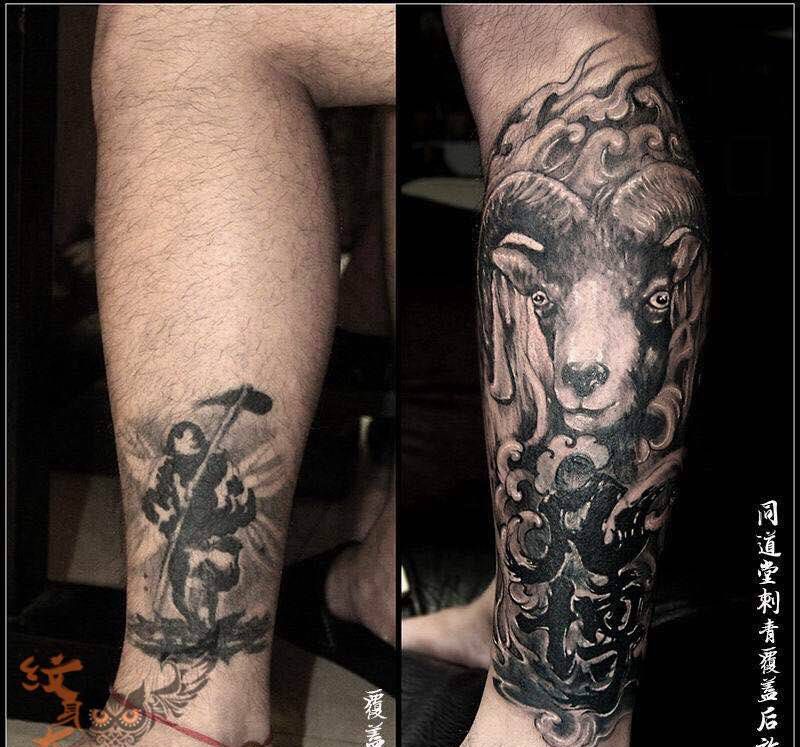 修改覆盖老纹身！纹身图片_传统动物鬼神宗教原创腰部腿部西安西安刺青修改纹身图案