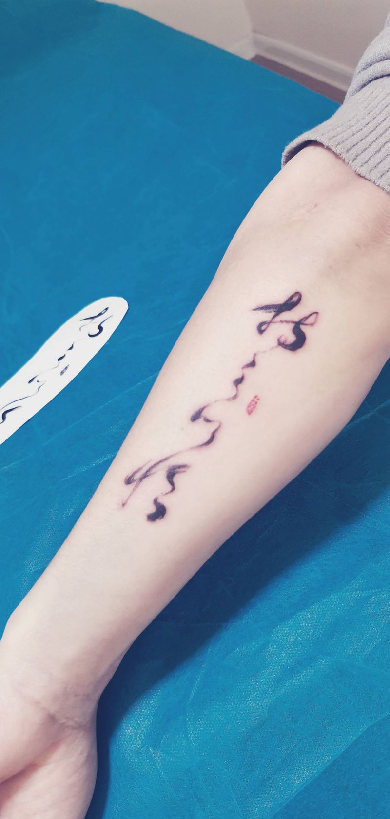 书法字体 持之以恒纹身图片_手臂水墨纹身图案