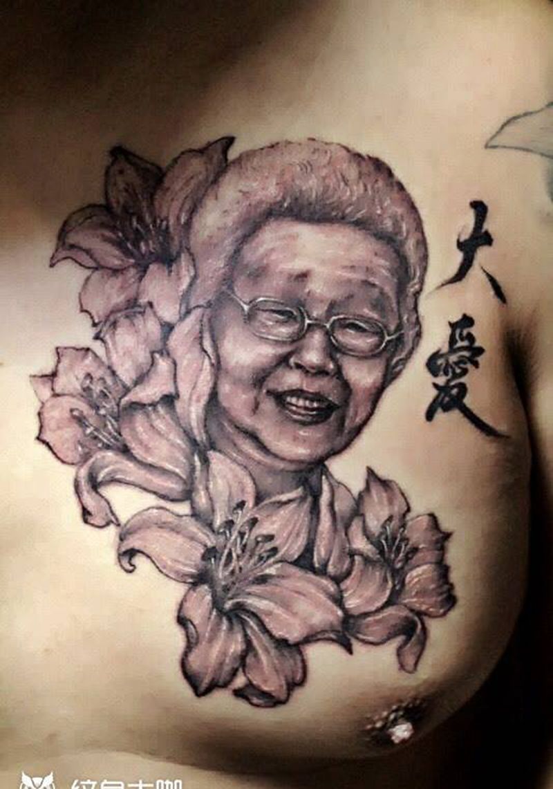 老人肖像纹身纹身图片_西安西安刺青人物欧美写实肖像胸部手稿成品纹身图案