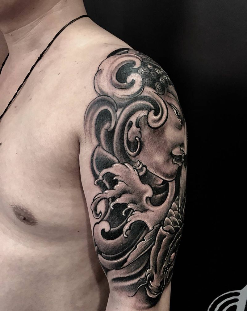 佛纹身图片_修改肖像西安刺青西安英文清新成品手臂传统纹身图案