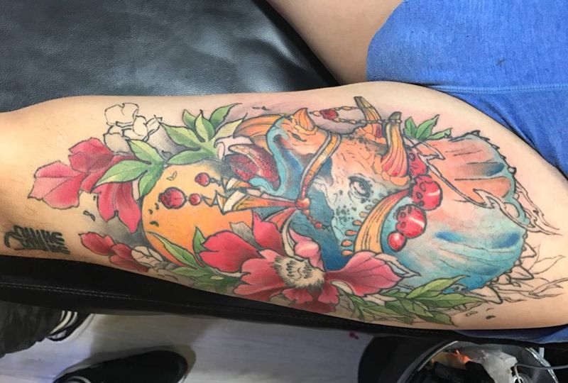 三角龙纹身图片