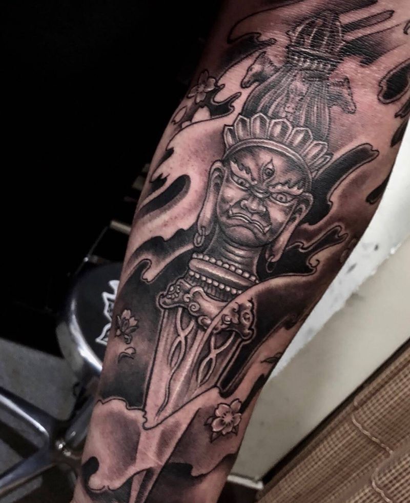 马头明王杵纹身图片_西安西安刺青西安改鬼神传统手臂手稿成品宗教纹身图案
