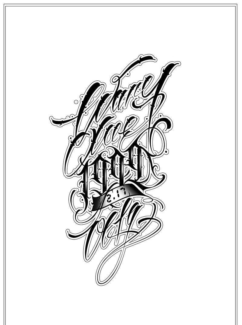 花体字设计纹身图片_花体字纹身图案