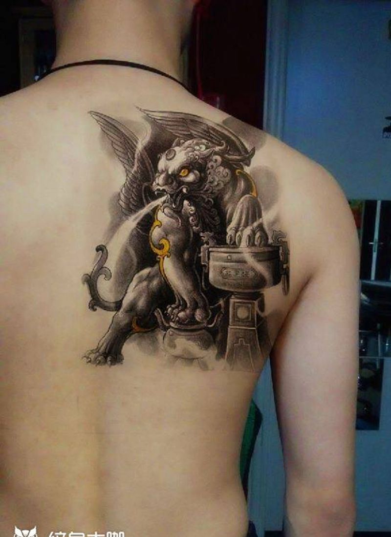 貔貅纹身纹身图片_成品手稿传统写实宗教原创鬼神西安洗教学培训纹身图案