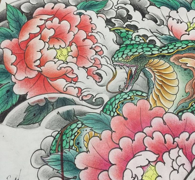 同道堂刺青-驻店师傅手稿！纹身图片_手稿插画传统国画原创西安纹身图案