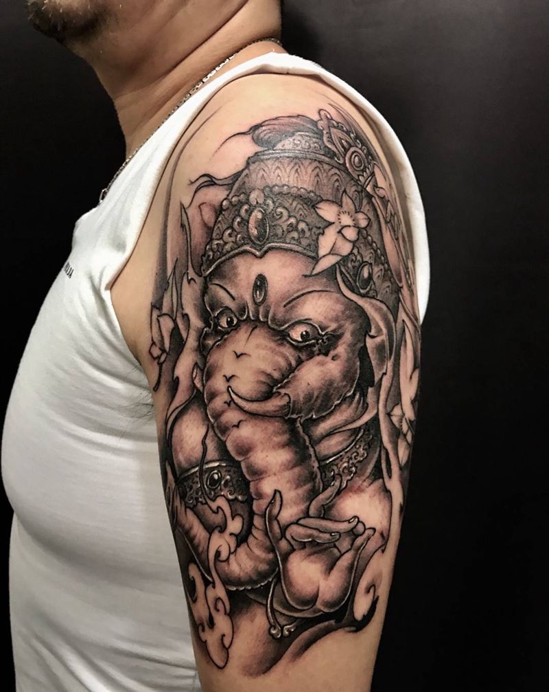 象神纹身纹身图片_西安西安刺青修改传统动物成品手稿手臂纹身图案