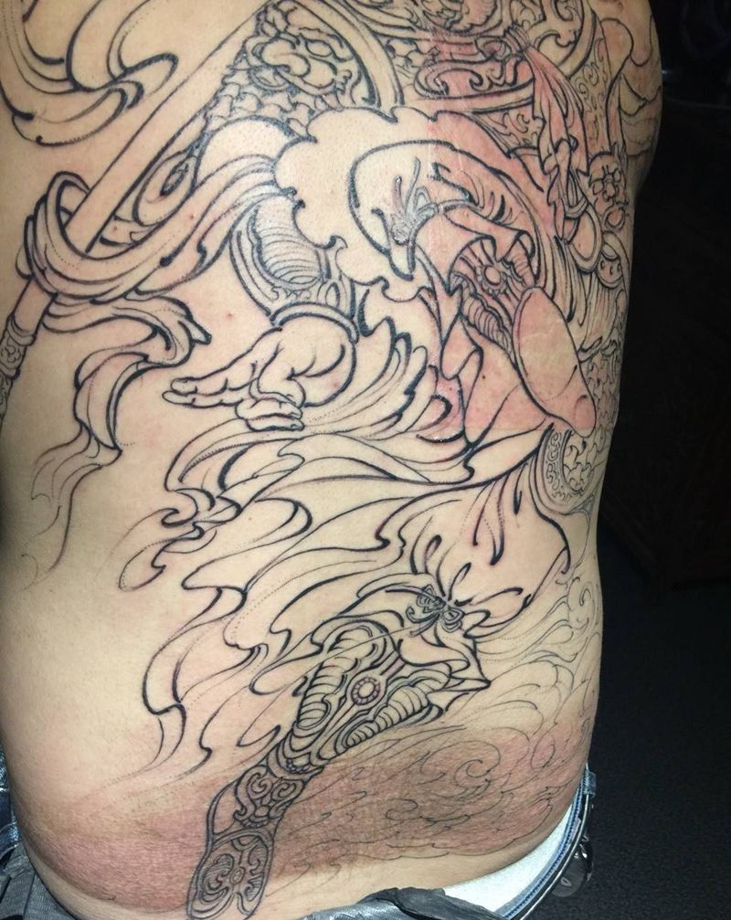 大圣归来！纹身图片_人物宗教原创手稿西安培训传统纹身图案