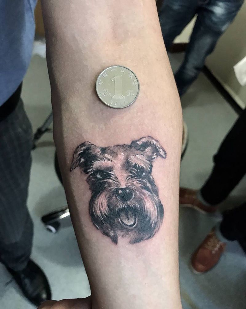 狗狗肖像纹身图片_西安小西安刺青肖像英文清新动物原创欧美手稿纹身图案