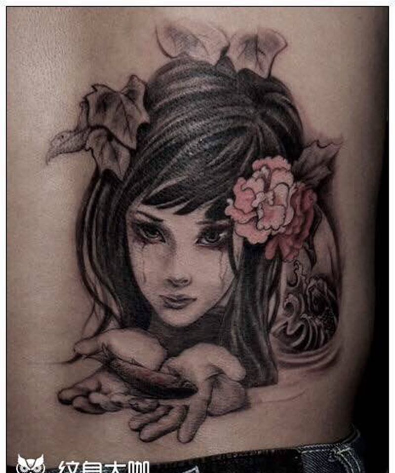 补发作品照！纹身图片_人物欧美写实传统西安手稿纹身图案