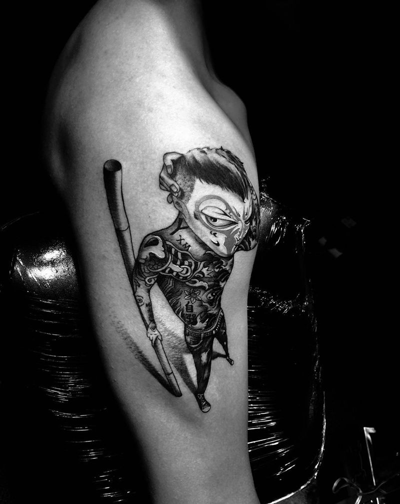 社会猴！纹身图片_手臂传统动物宗教原创西安教学插画手稿纹身图案