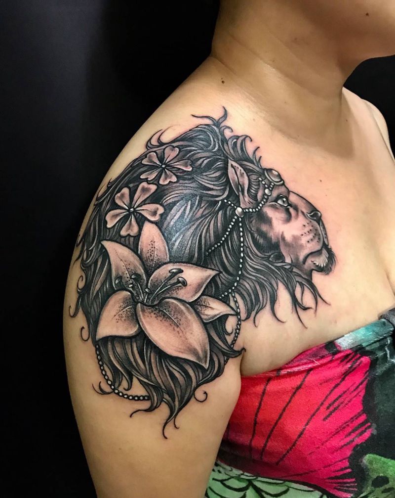 覆盖垃圾纹身、狮子纹身纹身图片_西安小西安刺青修改动物原创成品手稿纹身图案