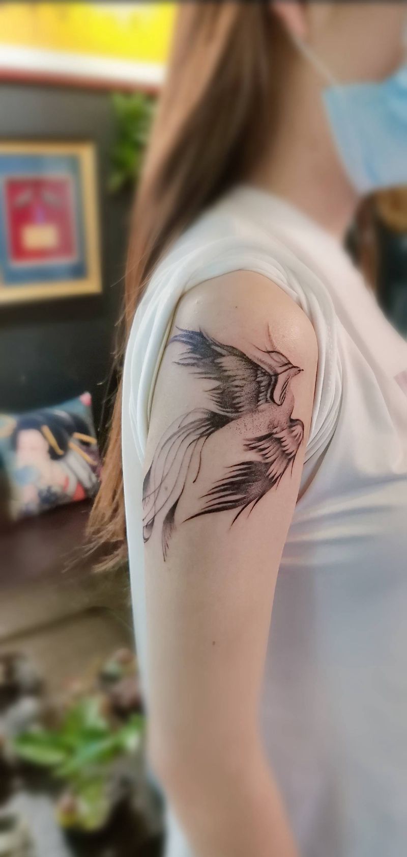 点刺小凤凰纹身图片_点刺纹身图案