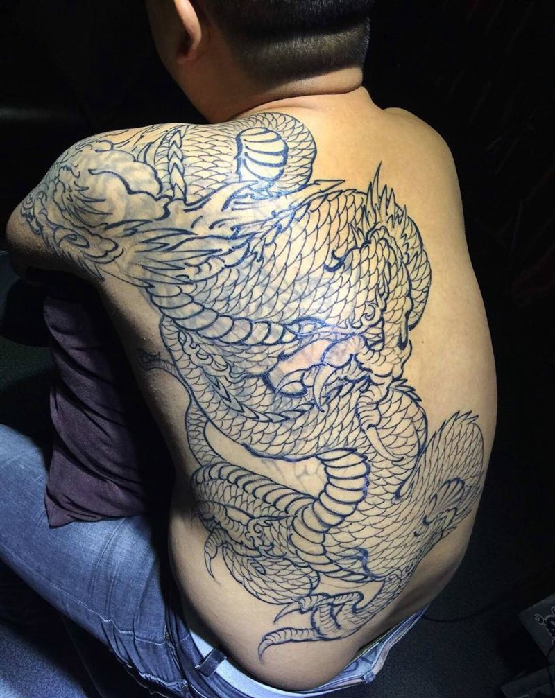 西安改纹身#龙纹身纹身图片_西安西安刺青修改图腾宗教动物原创传统手稿纹身图案