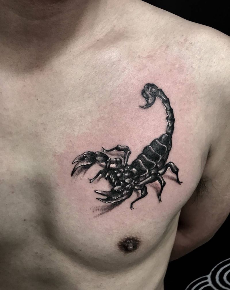 蝎子纹身纹身图片_西安西安刺青小清新修改原创动物胸部腿部成品纹身图案