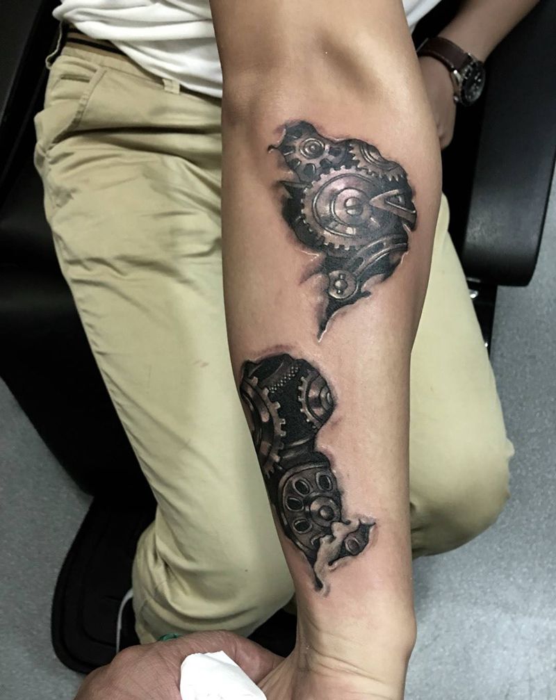 疤痕覆盖机械纹身纹身图片_手稿成品插画手臂写实欧美原创几何图腾纹身图案