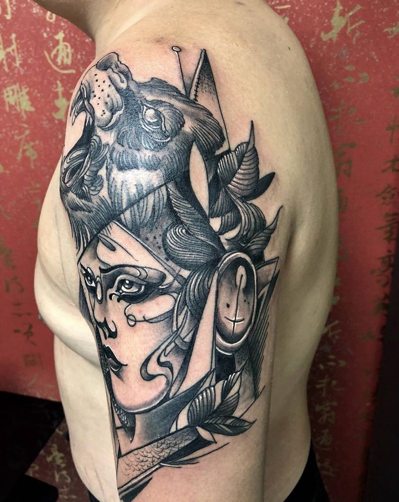 人图腾纹身图片_西安西安刺青西安改人物图腾欧美手臂纹身图案