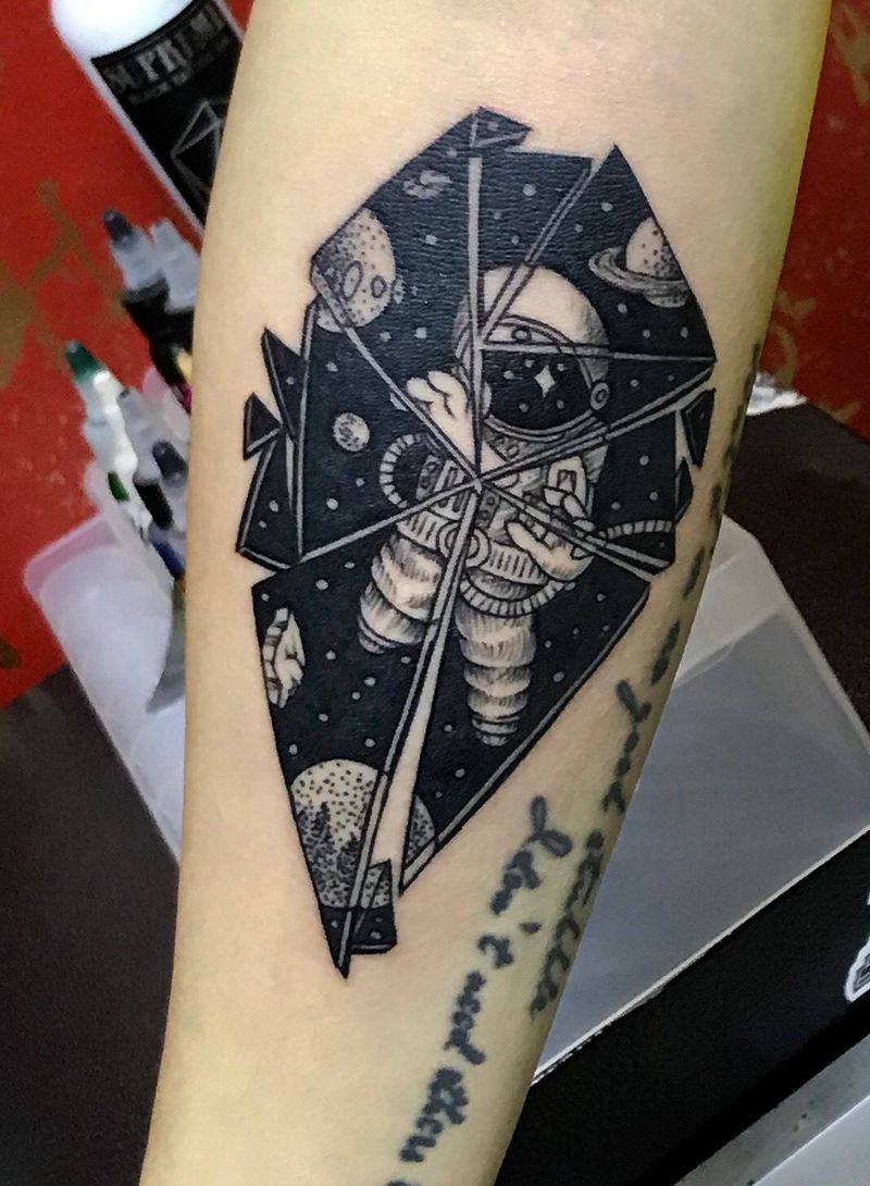 小纹身纹身图片_西安西安刺青西安改图腾人物几何清新手臂成品手稿纹身图案