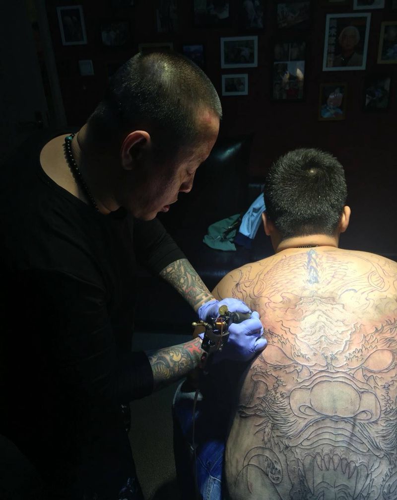 龙通背！纹身图片_成品手稿传统国画动物宗教图腾教学培训学纹身图案