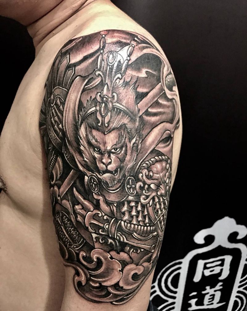 斗战胜佛纹身图片_西安修改肖像成品手稿手臂动物原创人物传统纹身图案