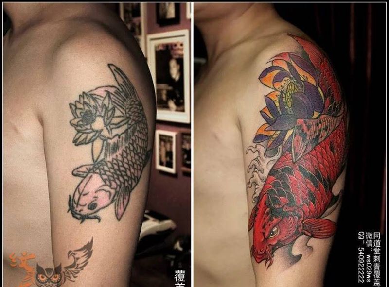同道堂刺青修改纹身前后纹身图片_写实传统欧美宗教原创图腾颈部西安西安刺青修改纹身图案