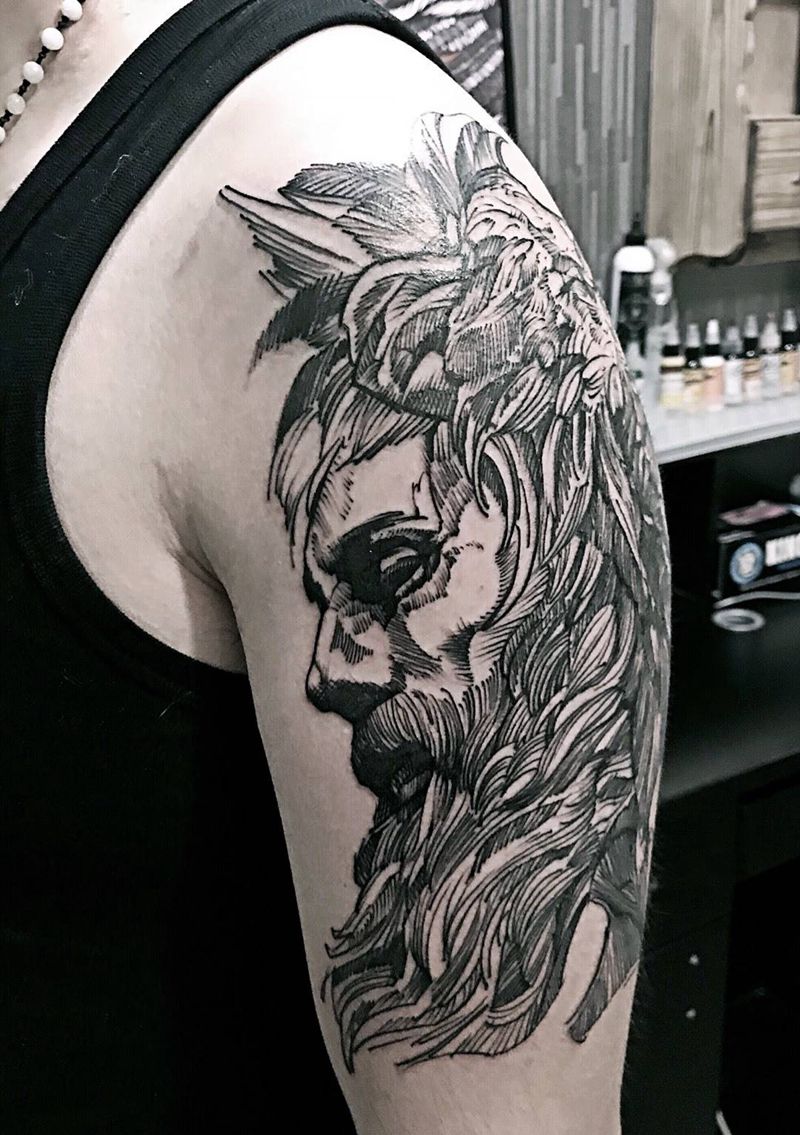 线条纹身图片_西安西安刺青修改肖像成品手稿手臂原创纹身图案