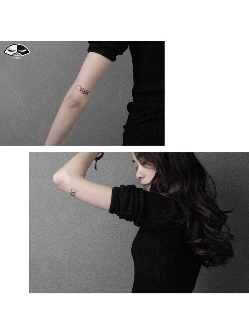女孩的三阶段纹身图片_手臂脚部几何水墨小清新纹身图案