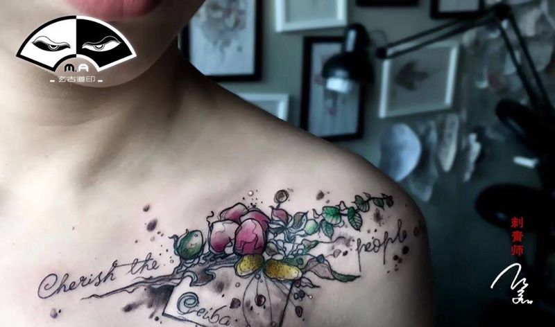 色花纹身图片_原创植物几何清新传统动物手臂腿部胸部成品纹身图案