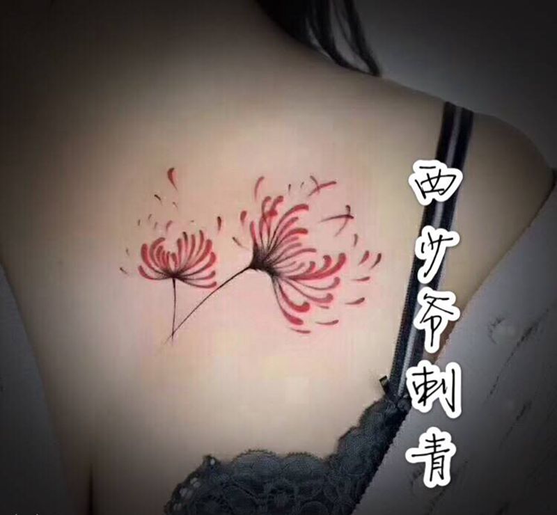 彼岸花纹身图片_胸部纹身图案