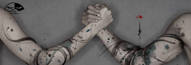 《相绕》纹身图片_手臂水墨纹身图案