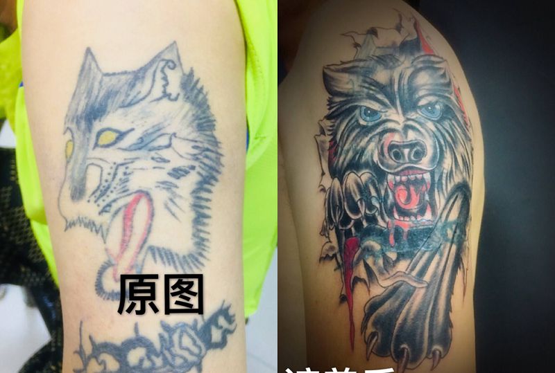 狼纹身图片_手臂纹身图案