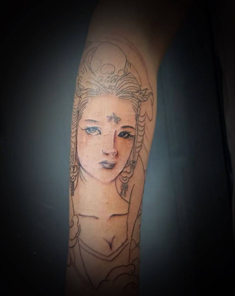 艺妓（未完成）纹身图片_手臂纹身图案