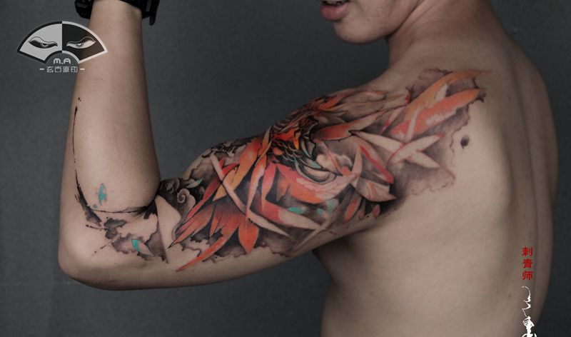 《凤凰》纹身图片_手臂水墨凤凰纹身图案