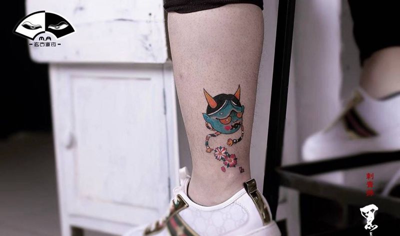 般若纹身图片_成品腿部清新传统鬼神宗教手臂背部肩部纹身图案