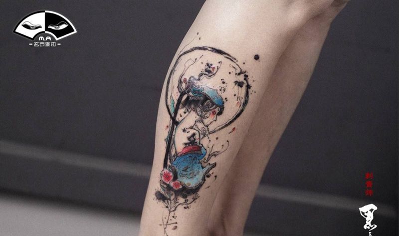 【北国美人】纹身图片_人物鬼神传统水墨创意老传统小清新原创情侣成品纹身图案