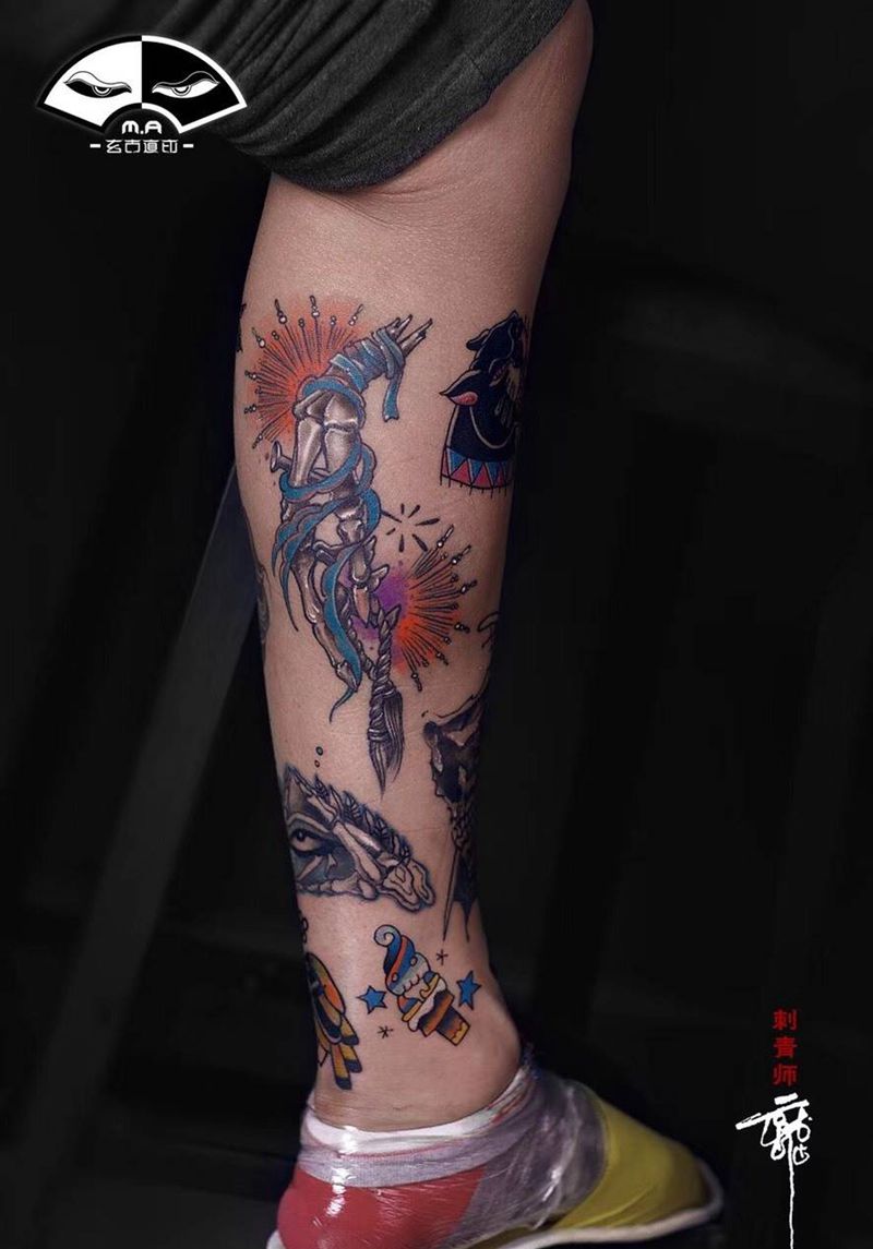 school纹身图片_成品腿部手部脚部欧美清新植物原创动物人物纹身图案