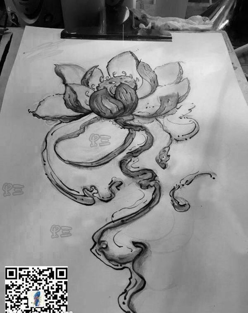 莲花纹身图片