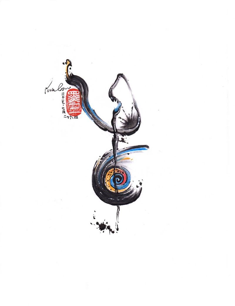 黑色音符纹身图片